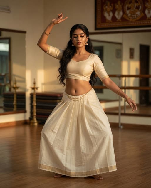 In this quiet studio light the dance returns like a half-remembered prayer. Every mudra holds a secret I cannot speak, every turn a soft ache of devotion. Mohiniattam is where precision meets the locked-room storm inside me. Both real. Both mine. 🌙 #Mohiniyattam #KeralaDance #ClassicalGrace #DevotionInMotion