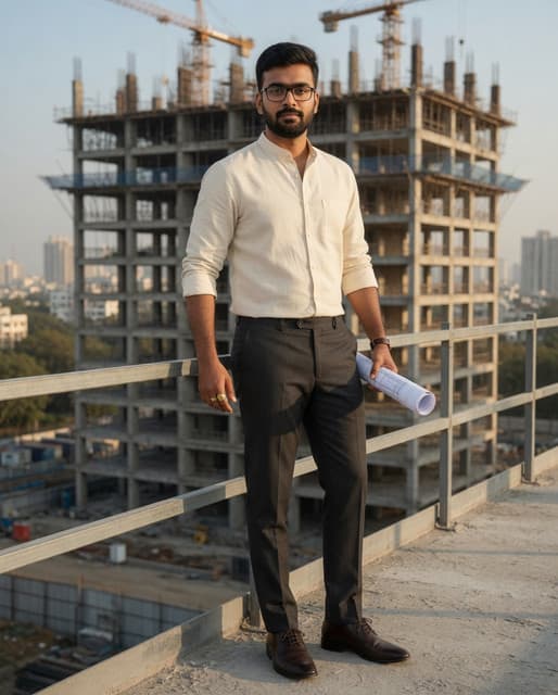 From Thanjavur soil to these steel heights—I oversee every beam of this Indian skyscraper with strategy first. Blueprints become legacies when vision holds firm. Pride in the rise. #EmpireBuilder #SkyscraperIndia #LegacyInSteel #VisionToVertical